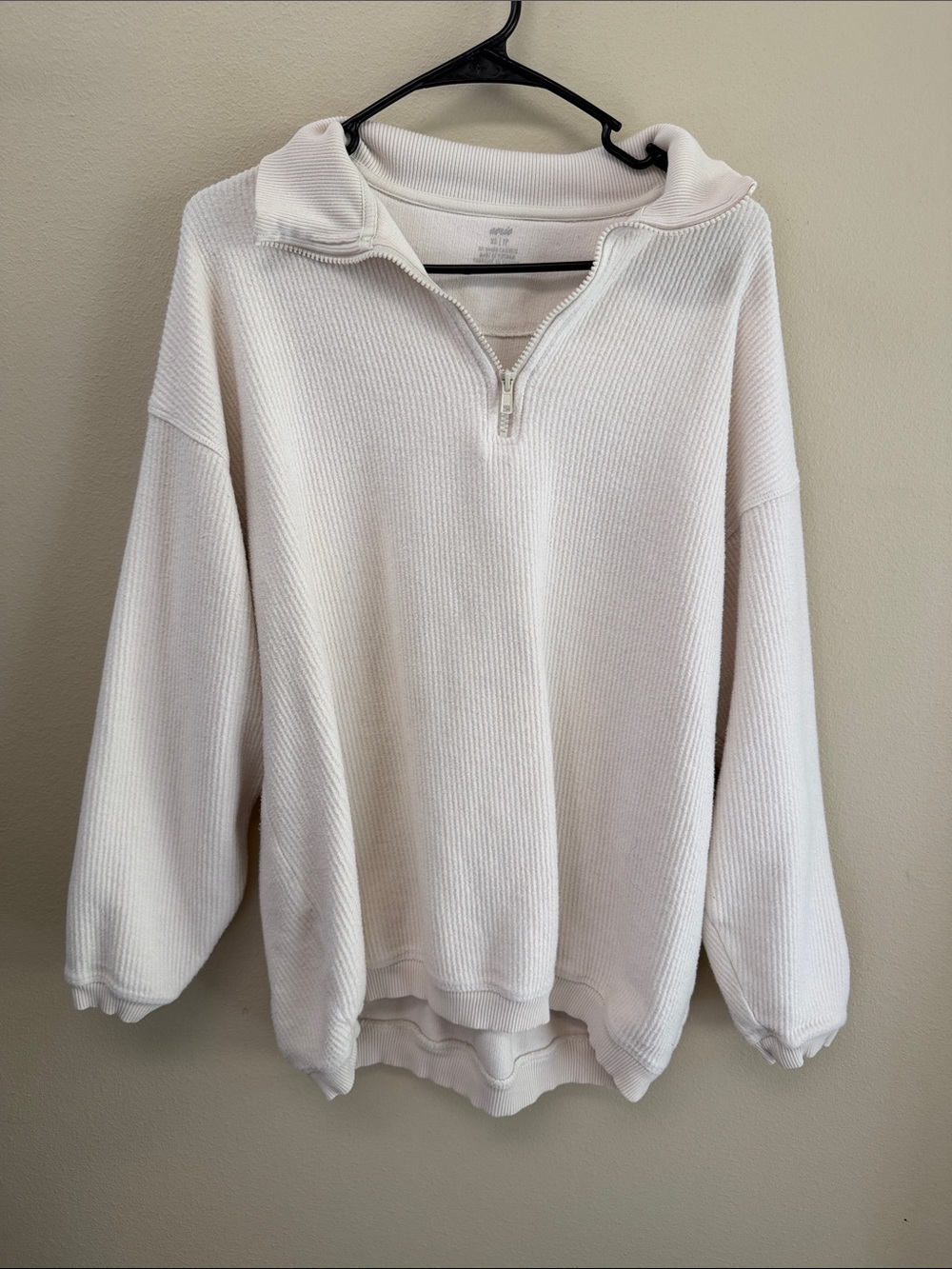 aerie Women's Cream Waffle Half-Zip Pullover Sweater